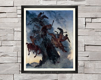 Albert Welti: Fog Riders (1896) - Pagan & Mythical fine art giclee reproduction print