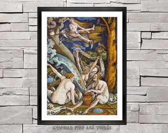 Hans Baldung Grien, Witches at Sabbath (1510)- Pagan & Witches fine art giclee reproduction print