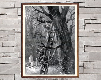 Druidas reuniendo muérdago (1899) - Grabado celta y sacro bellas artes giclee reproducción impresión