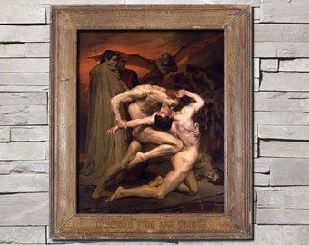 William-Adolphe Bouguereau: Dante And Virgil In Hell (1850) - Pre-Raphaelites Pagan & Magic fine art giclee reproduction print