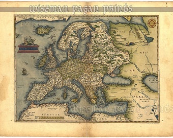 Abraham Ortelius - Carte de l’Europe 1572 - Paysage & Naturalistic fine art giclee reproduction