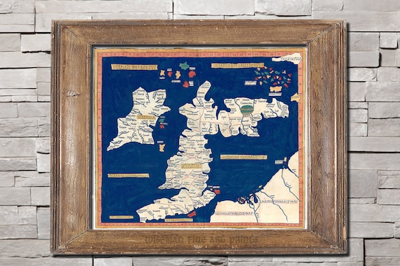 19世紀 イギリスとウェールズの古地図　ガラス額縁　木製フレーム付き eo181149-a_grande.jpg?v=1634540029