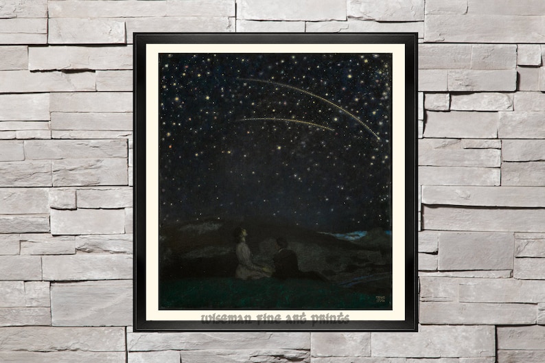 Franz von Stuck: Shooting Stars (1912)- Romantic & Mythical fine art giclee reproduction print