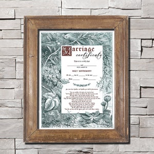 HEIRATSURKUNDE - Uraltes Original Kalligraphie Luxus Fine Art Giclee Reproduktion Druck