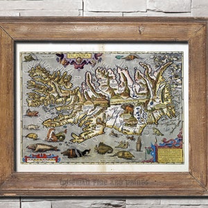 Abraham Ortelius - Islandia Mapa antiguo de bellas artes giclee reproducción impresión