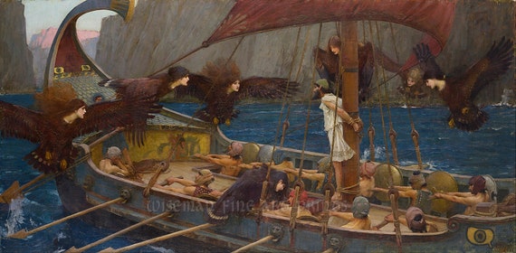 ジョン・ウィリアム・ウォーターハウス：ユリシーズとセイレーン（1891