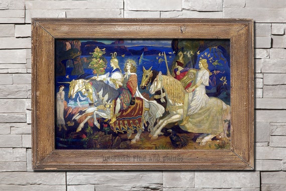 イスタンブール購入 ペルシャ絵画 騎馬戦闘シーン（モザイク画） ジョン・ダンカン：シーの騎手 - 異教徒と妖精たち ファイン