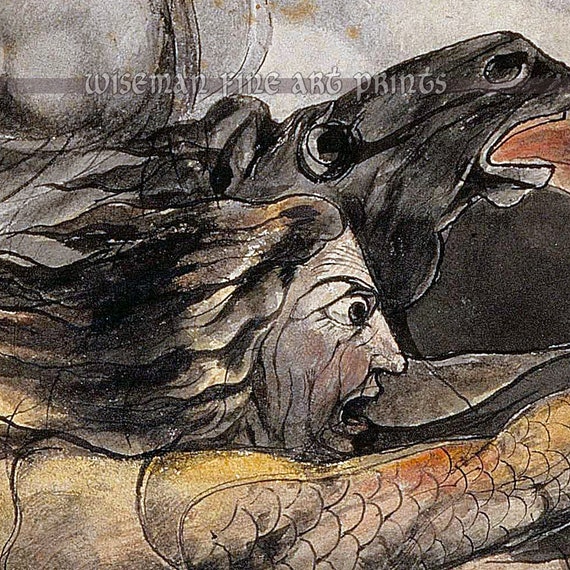 ウィリアム・ブレイク作「蒼ざめた馬に乗った死神」（1800年