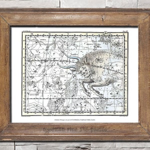 Celestial Atlas, 1822, TAURUS, by Alexander Jamieson - Zodiac Antique Map fine art giclee reproduction print