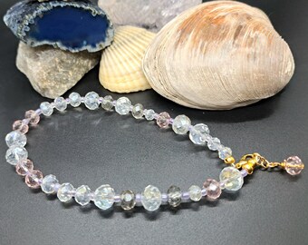 Pastel anklet, crystal anklet, body jewelry, body adornment, magical jewelry, handmade anklet, everyday wear, ooak gift, unique gift