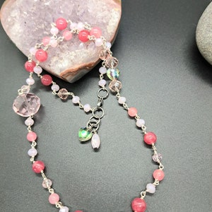 The Cotton Candy Necklace, quartz necklace, statement necklace, jade necklace, heart necklace, metaphysical jewelry, healing jewelry, gift