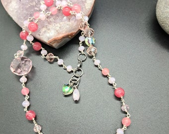 The Cotton Candy Necklace, quartz necklace, statement necklace, jade necklace, heart necklace, metaphysical jewelry, healing jewelry, gift