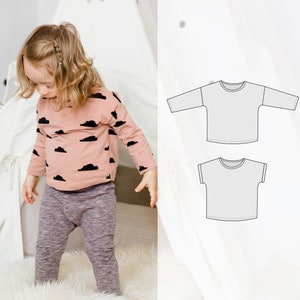 Slouchy tee pattern, Kids top pattern, long sleeve t-shirt pattern, baby sweatshirt pattern, child&#39;s tee pattern, dropped shoulders t-shirt