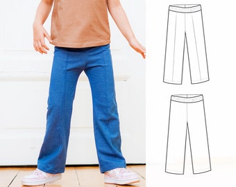 Gerade geschnittene Hosen Schnittmuster für Kinder, Schnittmuster Hosen, Mädchen Hosen Schnittmuster