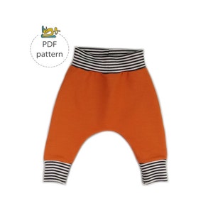 Harem pants pattern, baby harems sewing pattern, cuffed harems pattern,  easy baby pants pattern