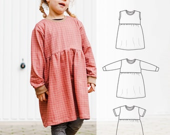 Patron de couture robe enfant, robe grande soeur, robe ample, 0 à 10 ans