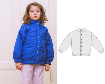 Kid's jacket sewing pattern, Collage jacket for kids pattern, Oversized sweatshirt sewing pattern for children