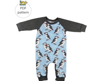 Baby sewing patterns, Hooded overall pattern, baby jumpsuit pattern, romper sewing pattern
