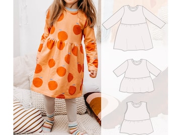 Girl's dress sewing pattern, Neli dress and top, Kids dress and peplum top sewing pattern, 0 to 10 years, jersey dress pattern, tank dress