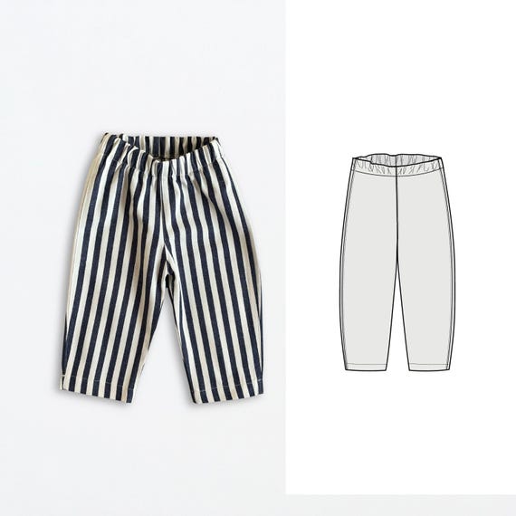 Barrel pants sewing pattern for children, Kids' woven pants pattern 0 - 12 YRS, wide leg pants for boys and girls, Modern digital pattern