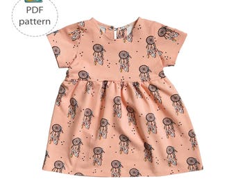 Baby dress sewing pattern, girl's dress pattern, toddler dress pdf, digital sewing patten, summer dress pattern, half sleeve dress