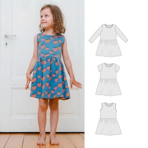 Baby dress sewing pattern, Girl&#39;s dress pattern, PDF dress pattern, Twirl dress pattern, Newborn to 12 years, long sleeve, short sleeve