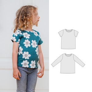 Children&#39;s t-shirt sewing pattern, Skinny tee pattern, newborn to 12 years, Kids&#39; basic top sewing pattern