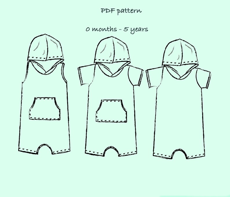 Baby Romper Sewing Pattern Hooded Romper Pattern Digital Etsy