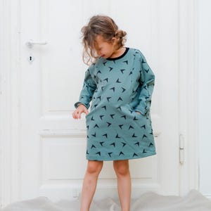 Children's dress sewing pattern with pockets, The Rainy Day dress is an oversized kids' pattern for girls from baby to 10 years. image 7
