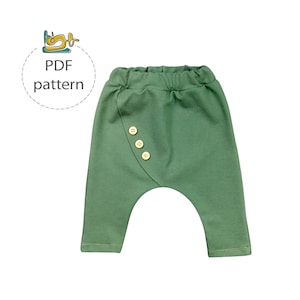Baby harem pants pattern, sewing pattern for child pants, PDF sewing pattern, kids pants sewing