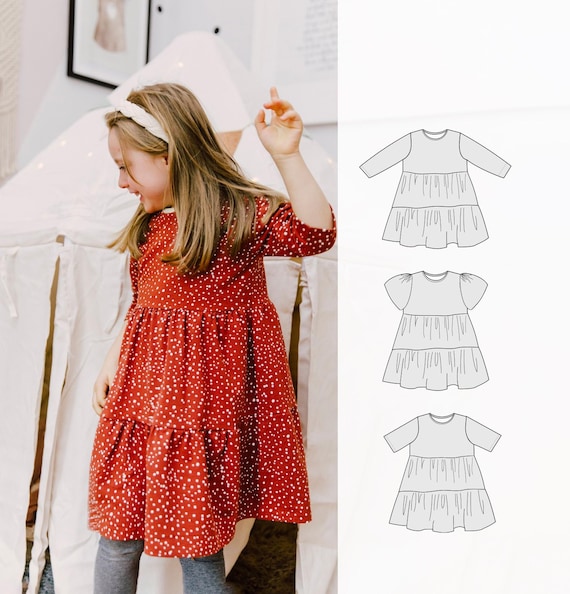girls dress pattern knit etsy Tiered Dress Pattern, Baby Dress Pattern, Girl's Dress Sewing Pattern,  Digital Pattern of a Toddler Knit Tiered Dress