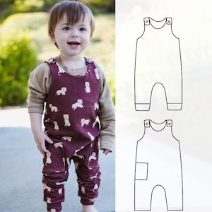 Vagabond romper, Baby romper sewing pattern, cuffed romper, Newborn to 6 years