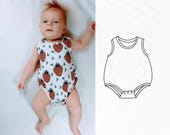 Baby romper sewing pattern, bubble onesie pattern, PDF, baby sunsuit pattern, bodysuit pattern,