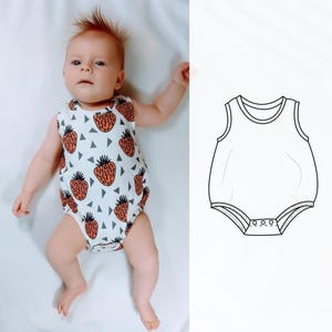 Modèle de couture de barboteuse pour bébé, modèle de grenouillère à bulles, PDF, modèle de combinaison de bain de soleil pour bébé, modèle de body,