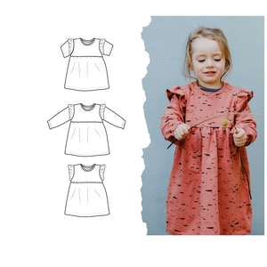 Girls dress pattern pdf, ruffle sleeve dress pattern, baby top pattern, girls top pattern, ruffle dress pattern, knit dress sewing pattern