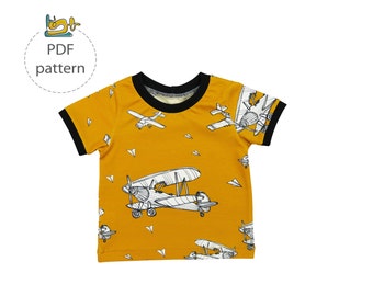 Baby t-shirt sewing pattern, NEWBORN -12 years, long sleeve t-shirt pattern, short sleeve t-shirt pattern, basic tee sewing pattern