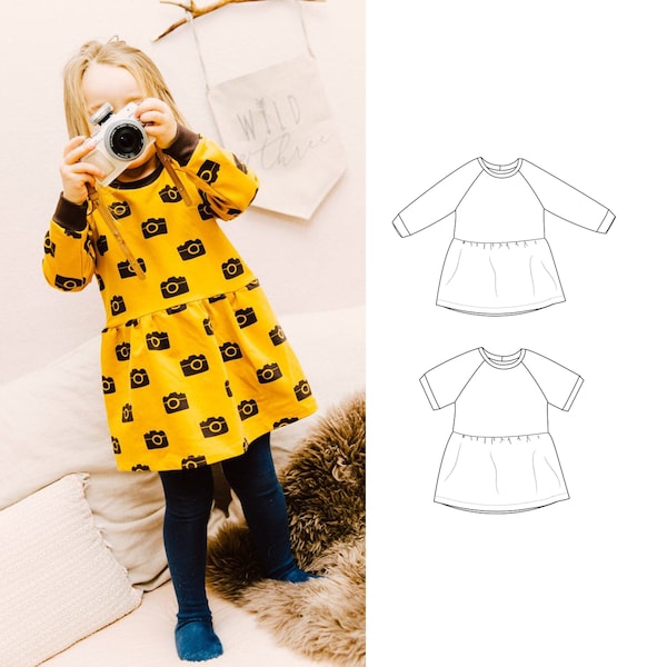 Raglan sweatshirt dress pattern for children