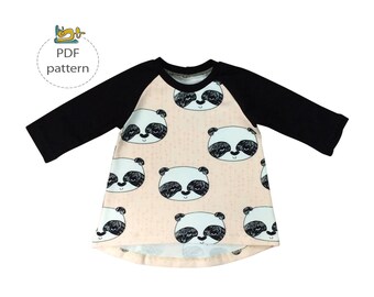 Girl's tunic pattern, baby tunic sewing pattern, tunic top pattern pdf, sewing for girls, raglan tunic pattern baby girl, toddler tunic