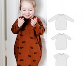 Cocoon dress sewing pattern, Girls dress sewing pattern, Sweatshirt dress pattern for girls, 3 months to 6 years, Toddler dress pattern
