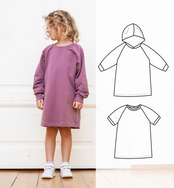 Kids Girls Sweatshirt Hoodie Dress Contrast Colors Pullover Pleated Hem  Party | eBay