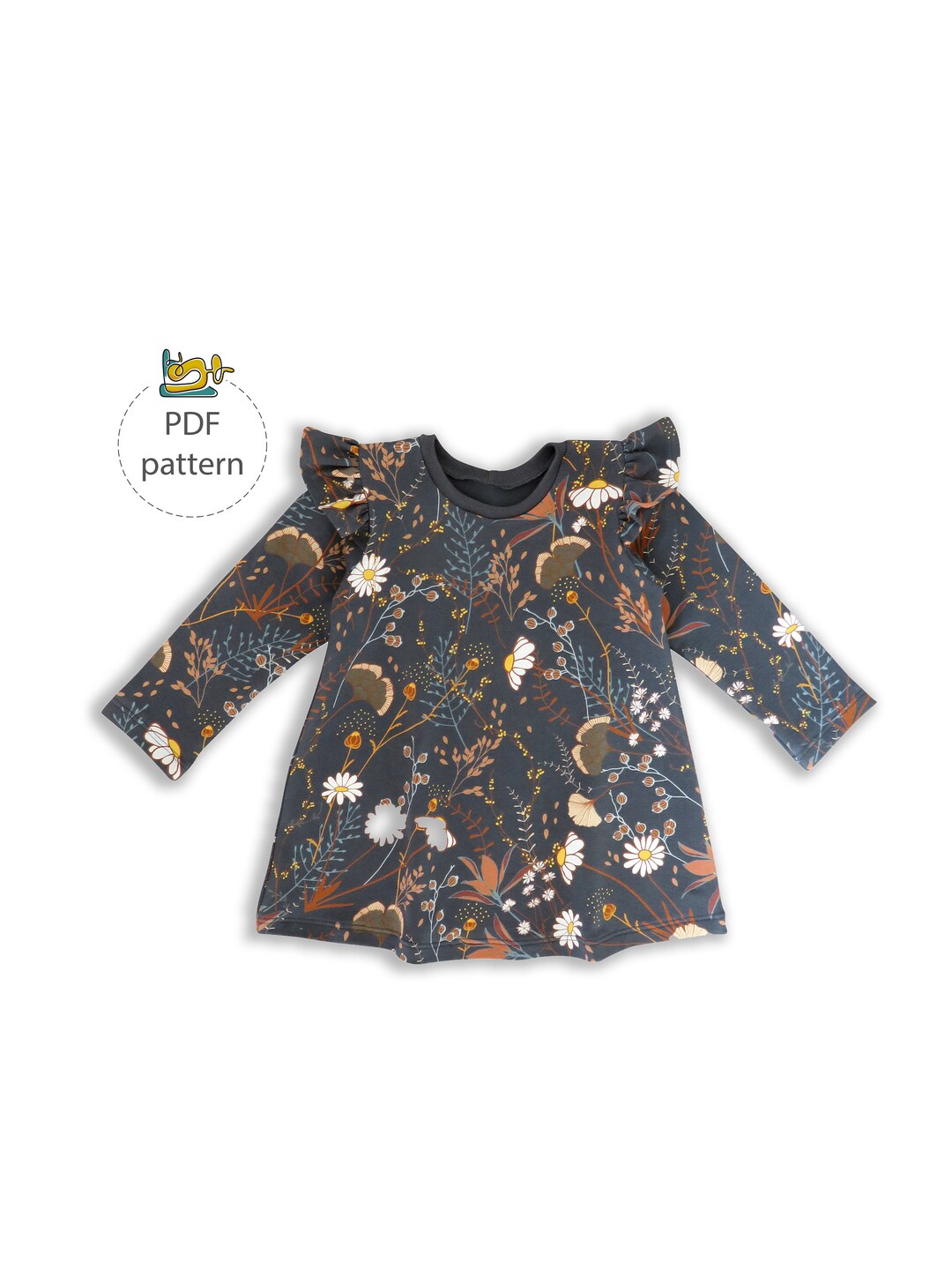 Tshirt Dress Sewing Pattern, Baby Girl Basic Dress Sewing Pattern, 0