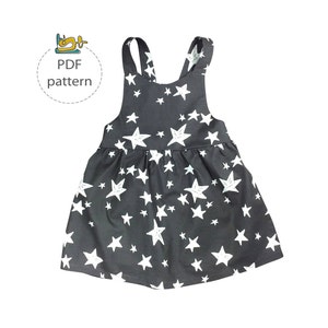 Baby pinafore dress pattern, apron dress sewing patterns pdf, girls pinafore dress, dungaree dress sewing pattern
