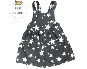 Patrón de vestido pichi bebé, patrones de costura vestido delantal pdf, vestido pichi niña, patrón de costura vestido peto