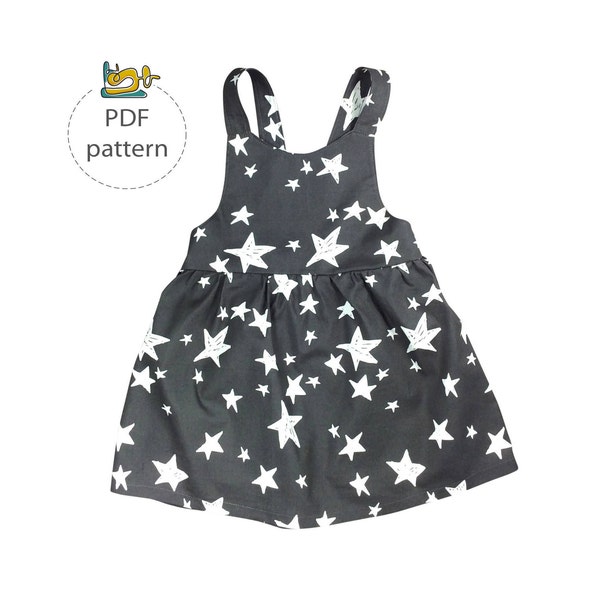 Baby pinafore dress pattern, apron dress sewing patterns pdf, girls pinafore dress, dungaree dress sewing pattern