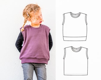 Sweater Vest sewing pattern, kids vest pattern, children muscle tee pattern, psd sewing pattern 0 to 10 years