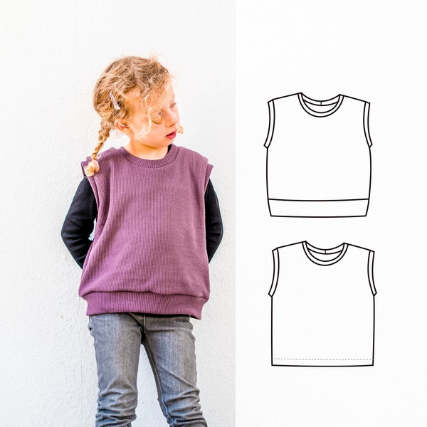 Sweater Vest sewing pattern, kids vest pattern, children muscle tee pattern, psd sewing pattern 0 to 10 years