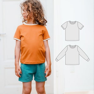 Baby t-shirt sewing pattern, NEWBORN -12 years, long sleeve t-shirt pattern, short sleeve t-shirt pattern, basic tee sewing pattern