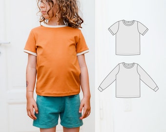Baby t-shirt sewing pattern, NEWBORN -12 years, long sleeve t-shirt pattern, short sleeve t-shirt pattern, basic tee sewing pattern