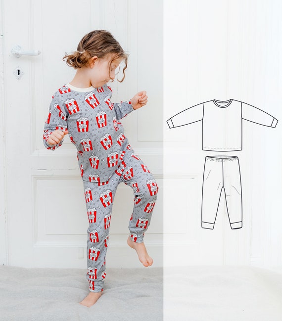 Children s Pajama Set Sewing Pattern Newborn to 12 Years Kid s T shirt and Pants Sewing Pattern Set Lounge Set Pattern Etsy Canada