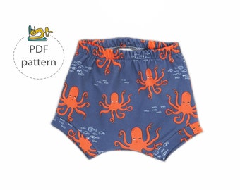 Baby shorts pattern, baby shorts sewing pattern, bloomers patterns, sewing pattern for knits, toddler shorts pattern, modern shorts pdf